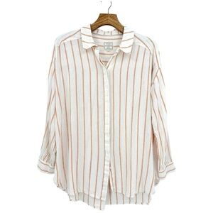 Fat Face Linen Viscose Striped Button Up Tunic Billie Shirt Size 12